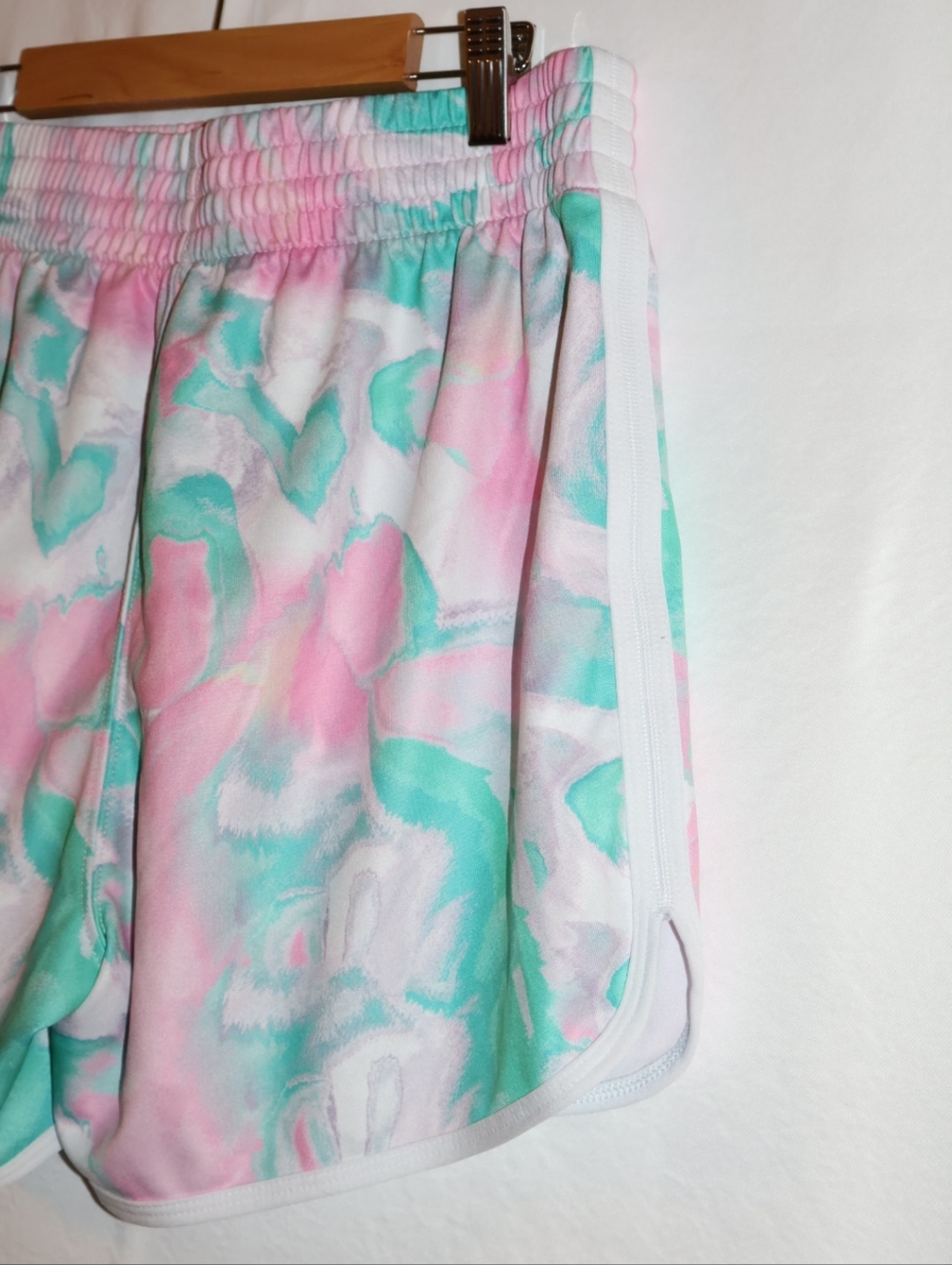 ZELOS Marbled Pastel Running & Performance Shorts-Pink & Mint Green. - Picture 3 of 5